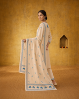 Cream 100% Pure Khadi Cotton Suit 3 Piece