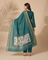 Teal Green Premium Roman Silk Suit 3 Piece