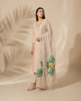 Cream Premium Mul Chanderi Suit 3 Piece