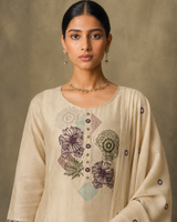 Cream Pure Cotton Suit 3 Piece