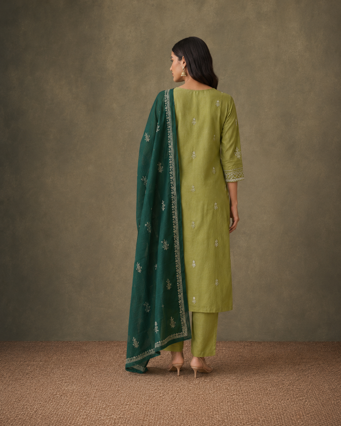 Pista Green Pure Cotton Suit 3 Piece