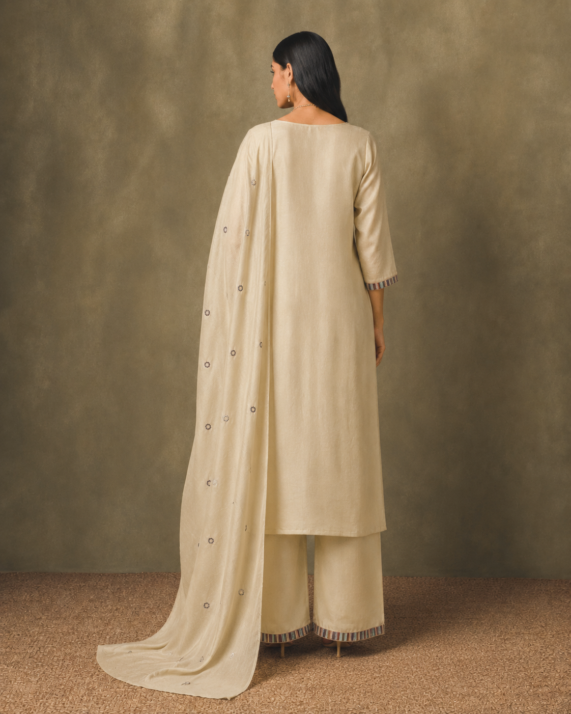 Cream Pure Cotton Suit 3 Piece