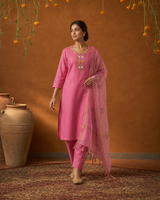 Light Pink Premium Mul Chanderi Suit 3 Piece