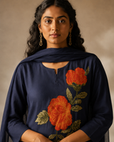 Navy Blue Pure Cotton Suit 3 Piece