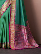 Emerald Green Patola Silk Saree with Traditional Tassel Pallu
