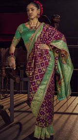 Purple Pure Viscose Dola Saree with Handwork Pallu