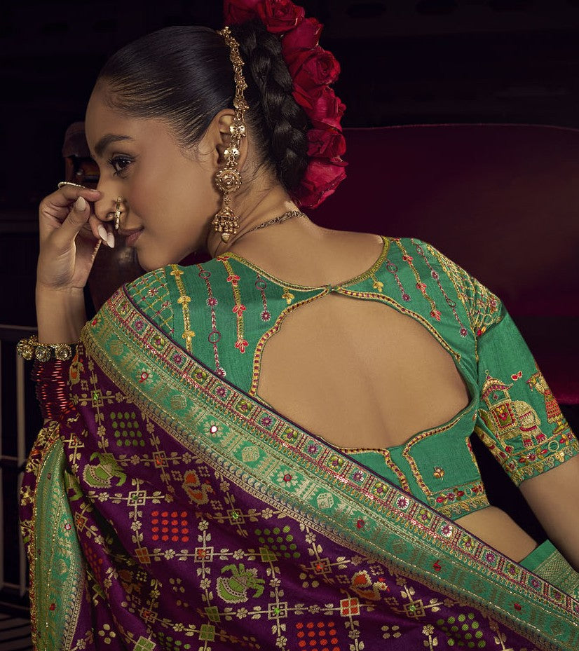Purple Pure Viscose Dola Saree with Handwork Pallu