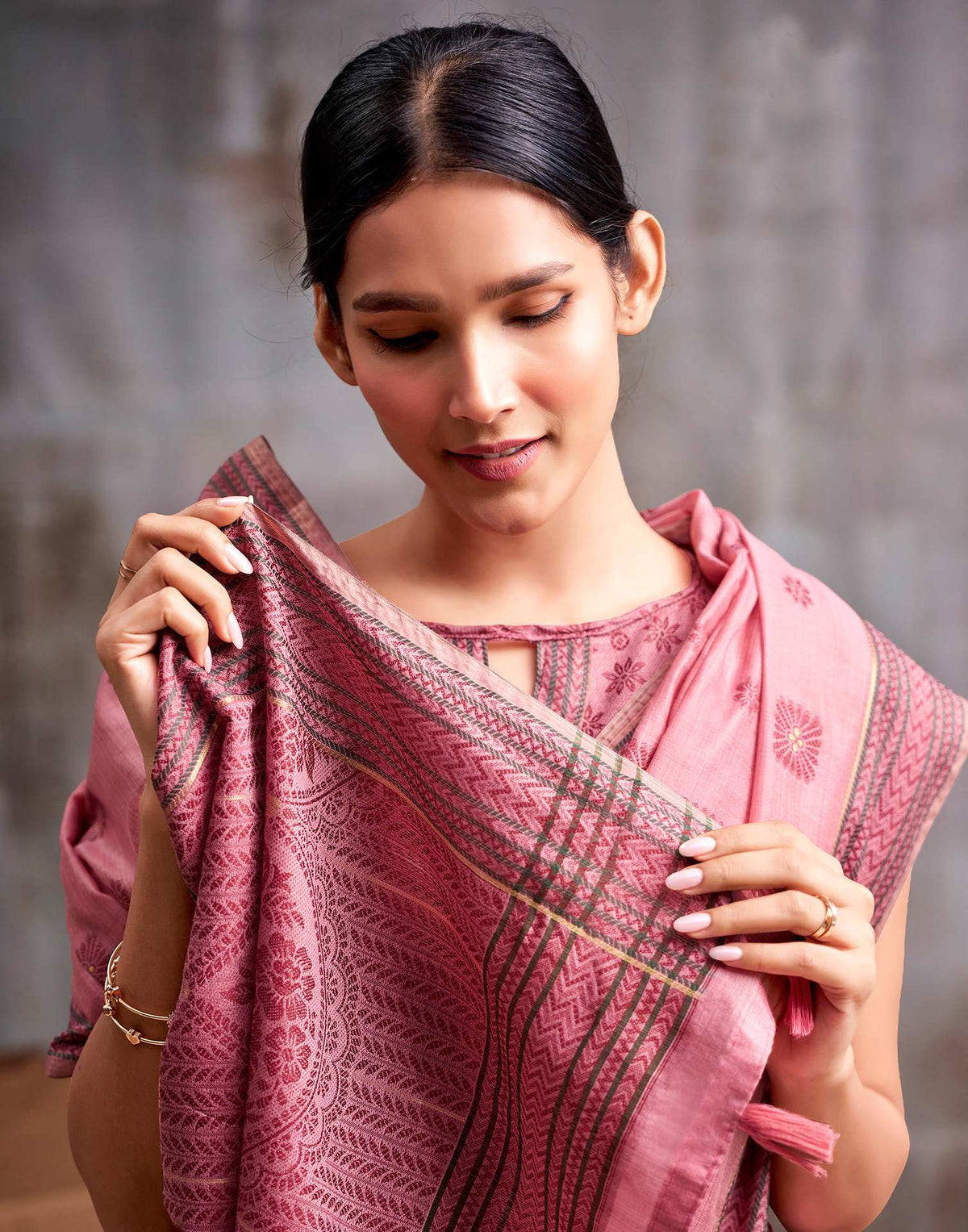 Tulip Pink Cotton Modal Silk Saree