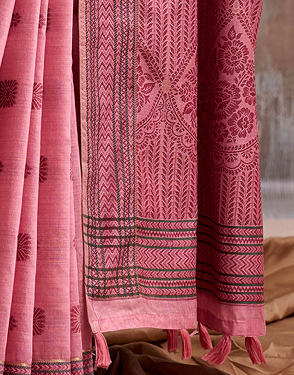 Tulip Pink Cotton Modal Silk Saree