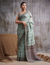 Cadet Blue Cotton Modal Silk Saree