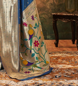 Royal Blue Pure Paithani Silk Saree with Zari Weaving