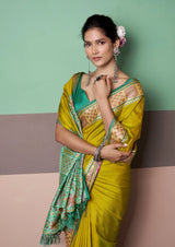 Mustard Yellow Patola Silk Saree with Traditional Floral Border