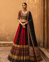 Digital Print Mirror Work Navratri Lehenga Set