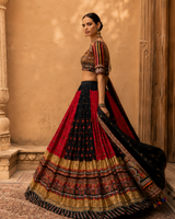 Digital Print Mirror Work Navratri Lehenga Set