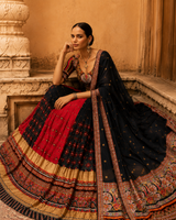 Digital Print Mirror Work Navratri Lehenga Set