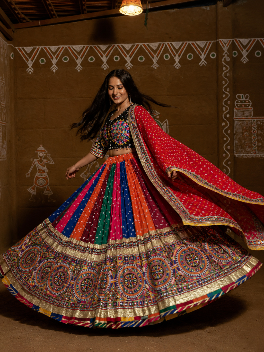 Meher Gota Patti & Mirror Work Navratri Lehenga Set