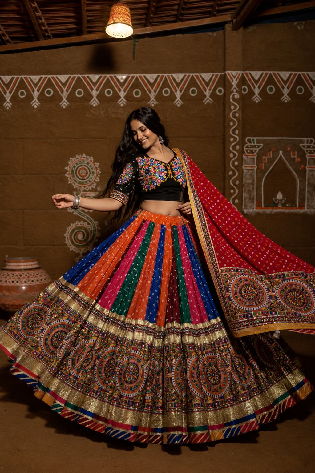 Meher Gota Patti & Mirror Work Navratri Lehenga Set