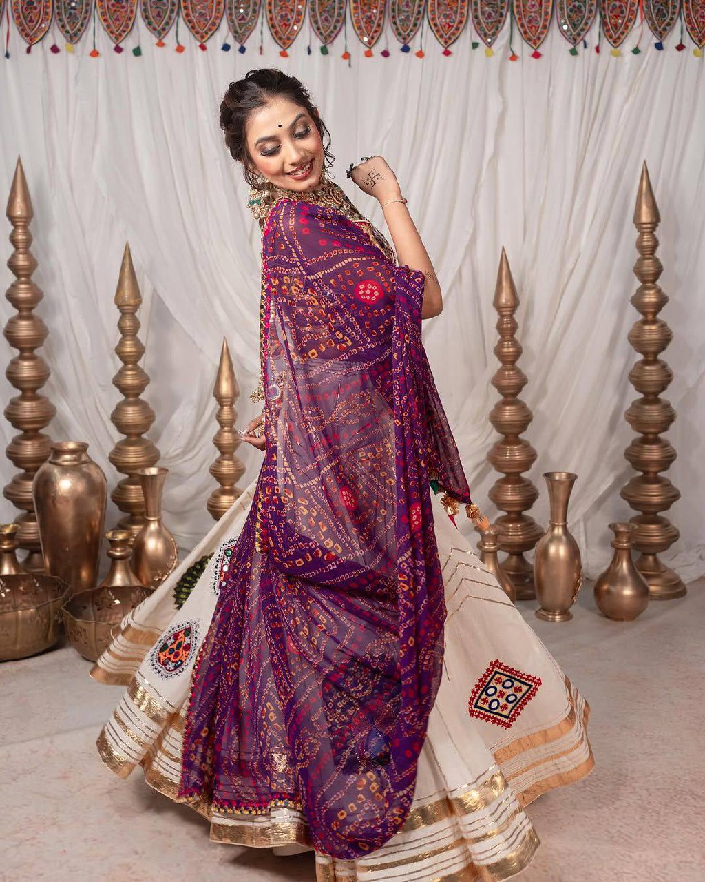 Aarunya Mirror Work & Embroidered Navratri Lehenga Set