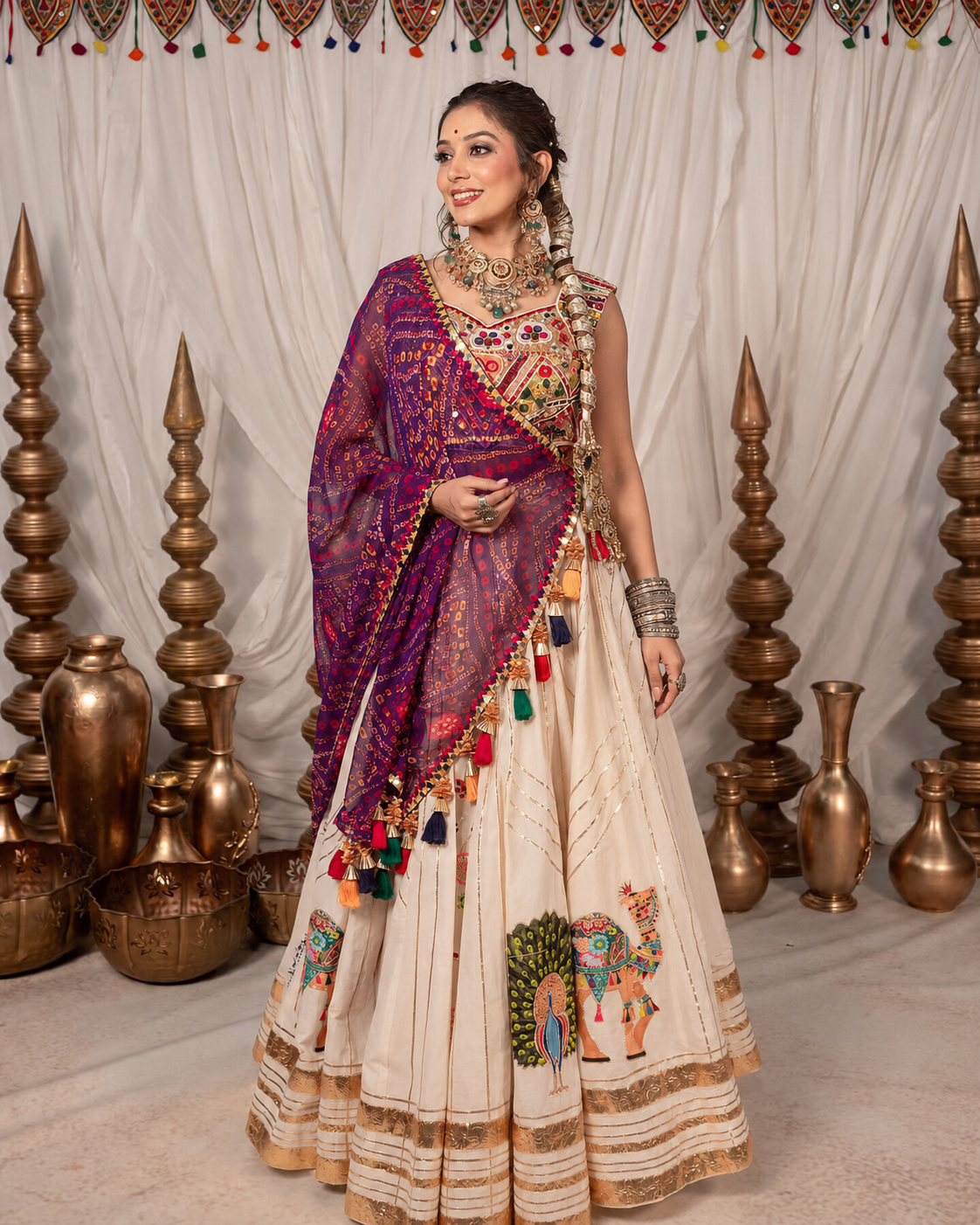 Aarunya Mirror Work & Embroidered Navratri Lehenga Set