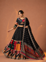 Tavisha Black Multicolour Mirror Work Navratri Lehenga Set