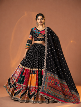 Tavisha Black Multicolour Mirror Work Navratri Lehenga Set