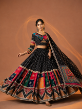 Tavisha Black Multicolour Mirror Work Navratri Lehenga Set