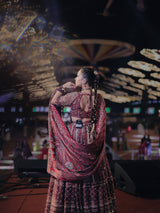 Digital Print Mirror Work Navratri Lehenga Set - Brick