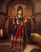Digital Print Mirror Work Navratri Lehenga Set - Red Black