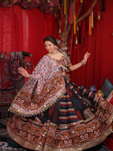 Digital Print Mirror Work Navratri Lehenga Set - Multicolour