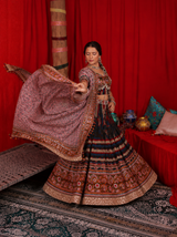Digital Print Mirror Work Navratri Lehenga Set - Multicolour