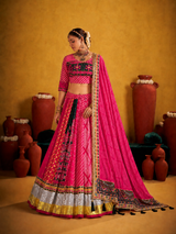 Gulrani Rani Pink Mirror Work Navratri Lehenga Set