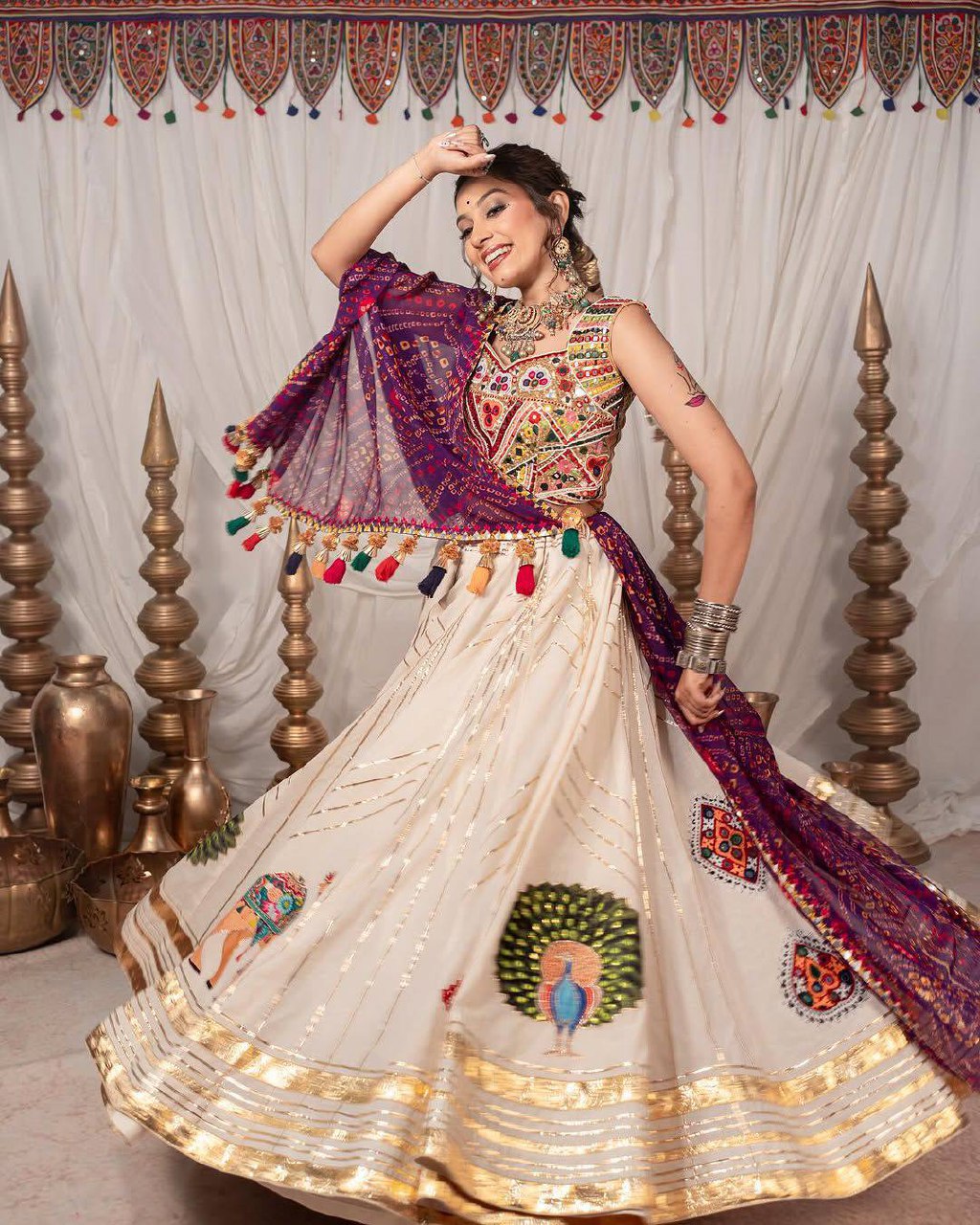 Aarunya Mirror Work & Embroidered Navratri Lehenga Set