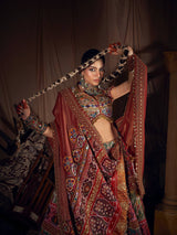 Mirror Work Muslin Cotton Navratri Lehenga Set