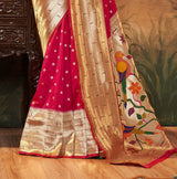 Fuchsia Pink Pure Paithani Silk Saree with Zari Weaving