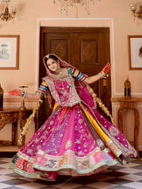 Digital Print Mirror Work Navratri Lehenga Set - Multicolour