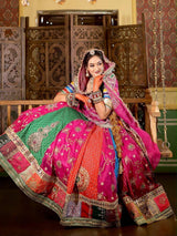 Digital Print Mirror Work Navratri Lehenga Set - Multicolour