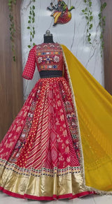 Sindhuri Red Mirror Work Navratri Lehenga Set