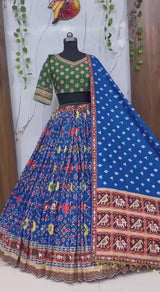 Royal Blue Mirror Work Navratri Lehenga Set