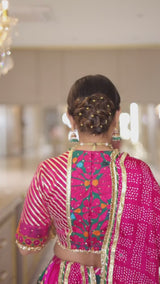 Gulrani Rani Pink Mirror Work Navratri Lehenga Set